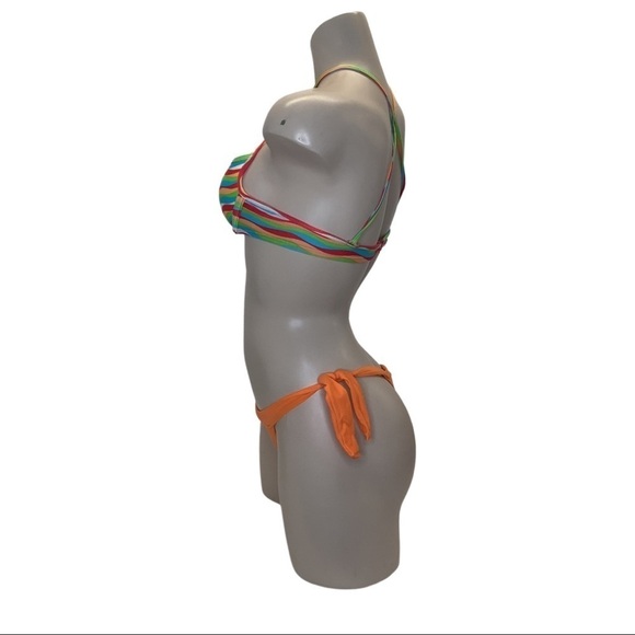 Recco brazilian orange and striped bikini set New With Tags - Picture 2 of 3